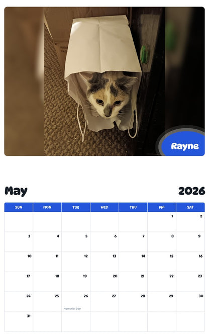 2026 - 2027 Rayne - Pawidols Pet Calendar