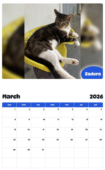 November 2025 - October 2026 Zadora - Pawidols Pet Calendar