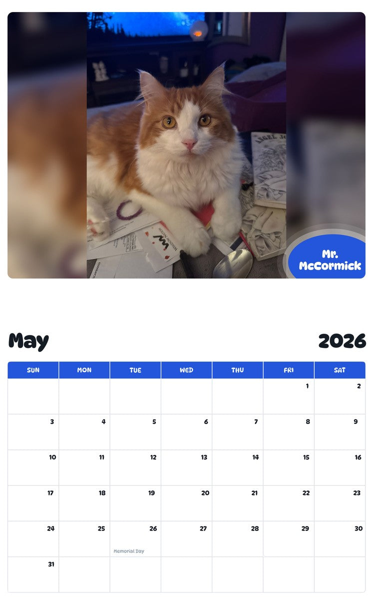 2026 - 2027 Mr. McCormick - Pawidols Pet Calendar