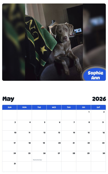 2026 - 2027 Sophie Ann - Pawidols Pet Calendar