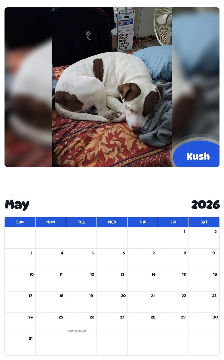 2026 - 2027 Kush - Pawidols Pet Calendar