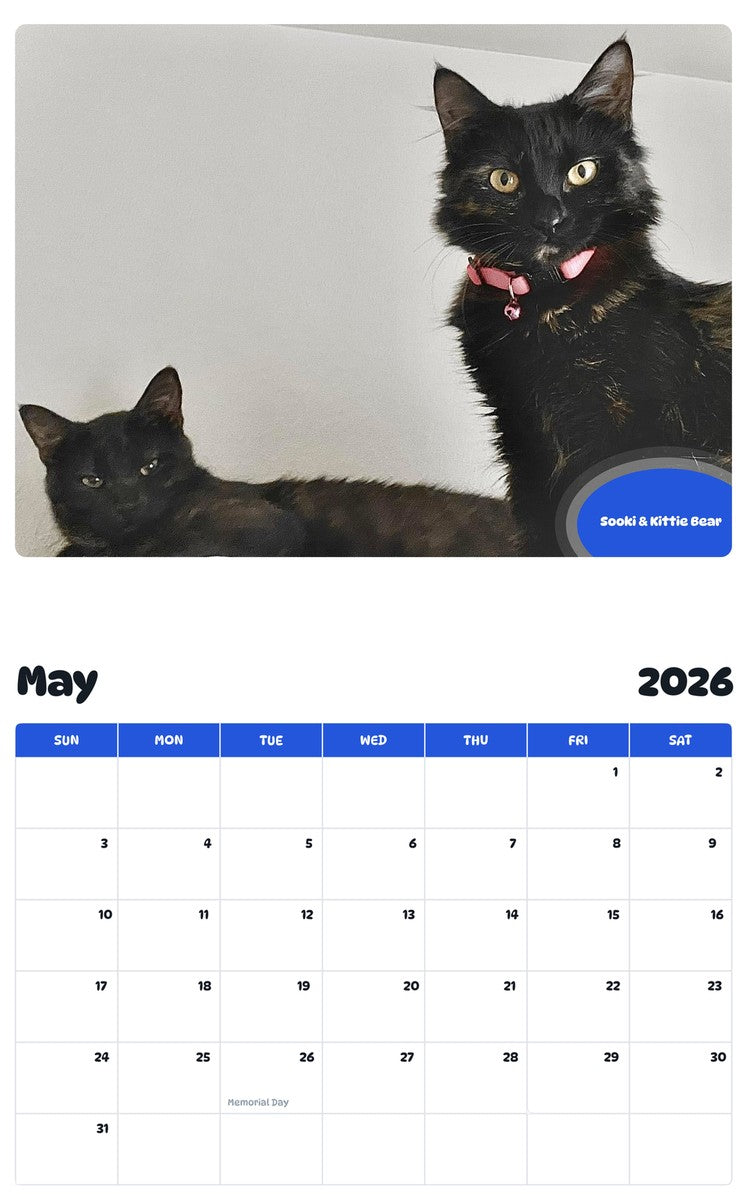 2026 - 2027 Sooki & Kittie Bear - Pawidols Pet Calendar