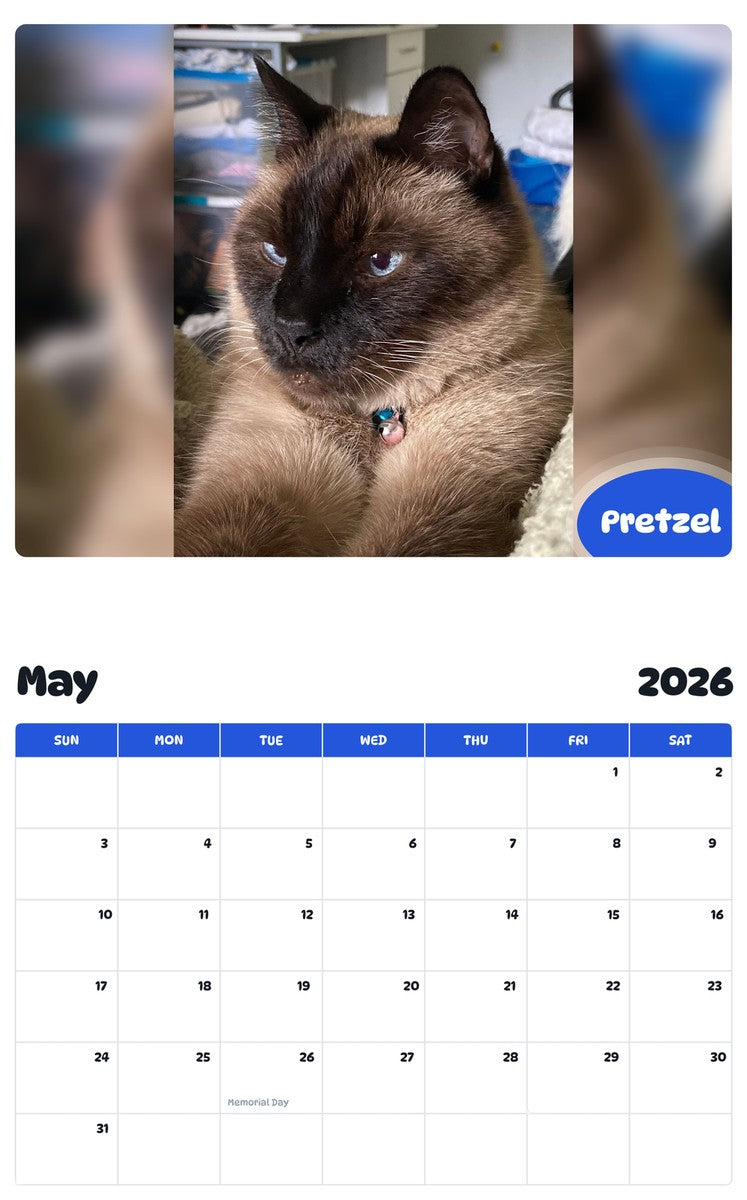 2026 - 2027 Pretzel - Pawidols Pet Calendar