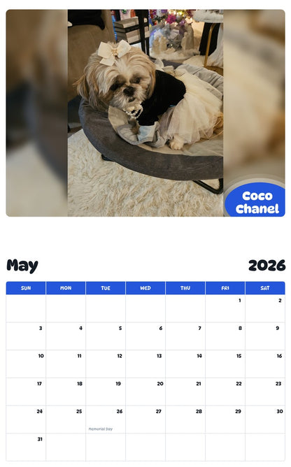 2026 - 2027 Coco Chanel - Pawidols Pet Calendar
