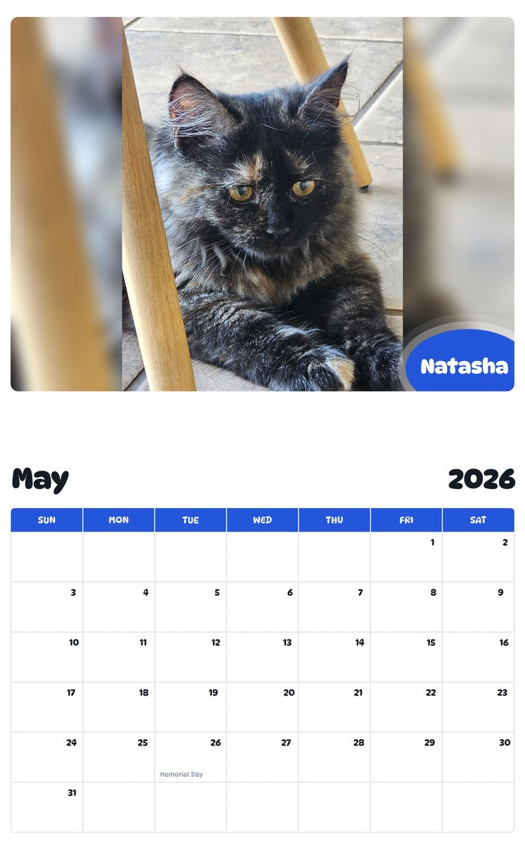 2026 - 2027 Natasha - Pawidols Pet Calendar