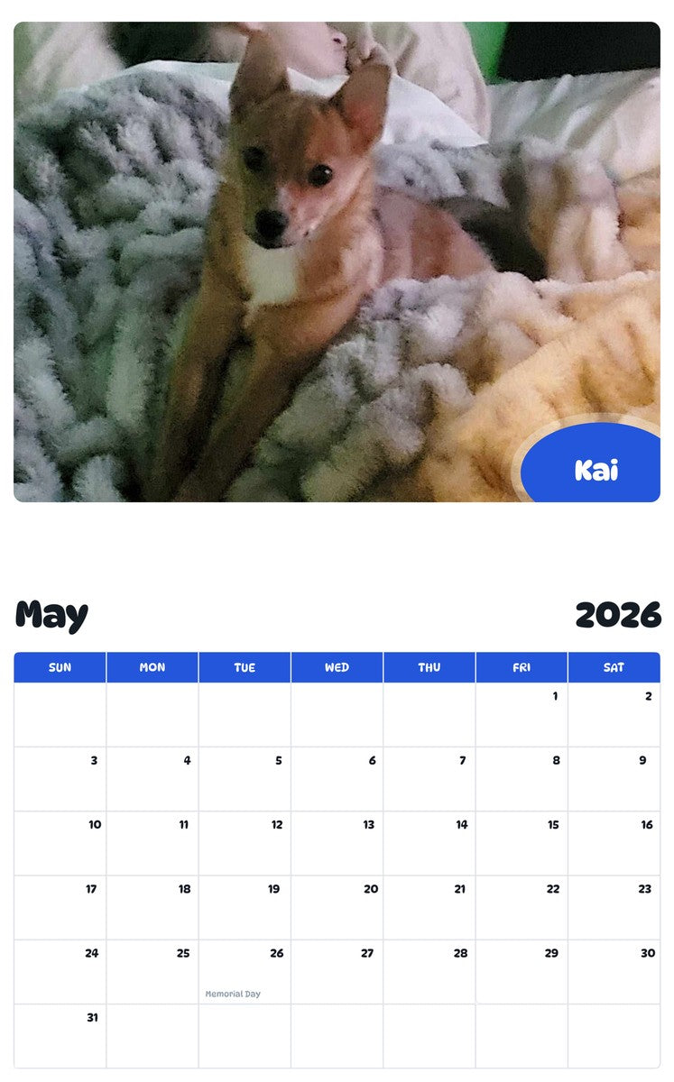 2026 - 2027 Kai - Pawidols Pet Calendar