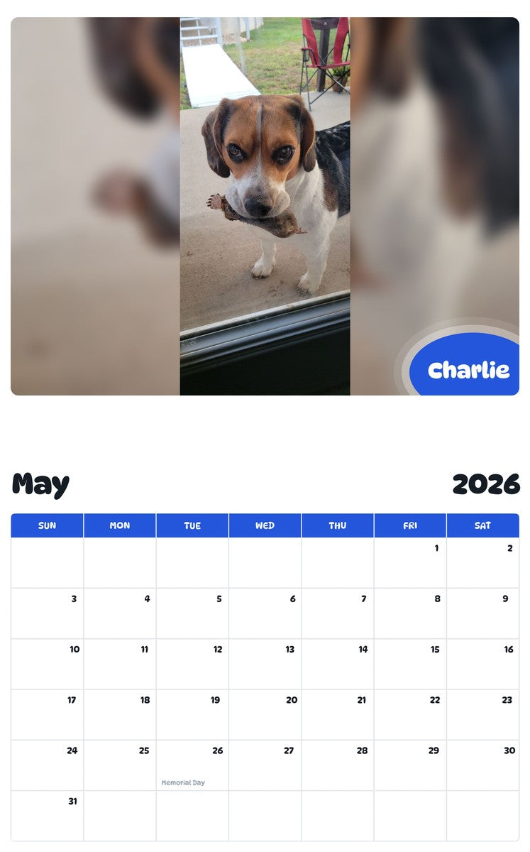 2026 - 2027 Charlie - Pawidols Pet Calendar