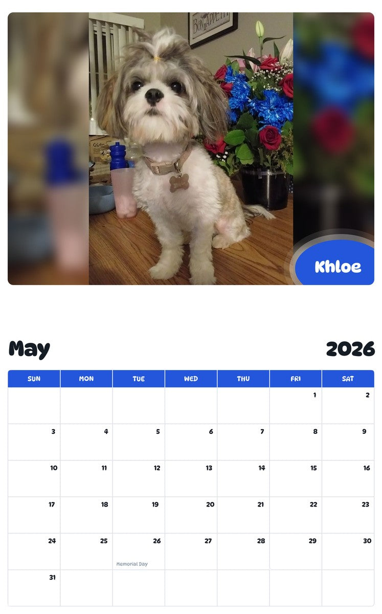2026 - 2027 Khloe - Pawidols Pet Calendar