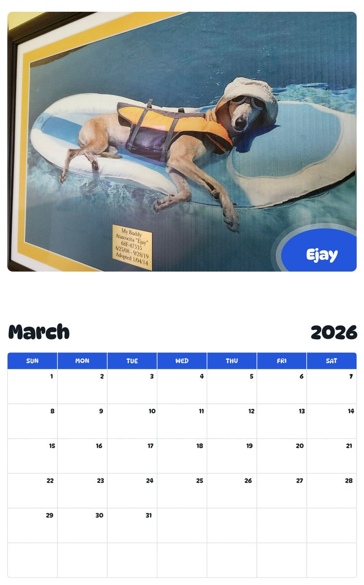 November 2025 - October 2026 Ejay - Pawidols Pet Calendar