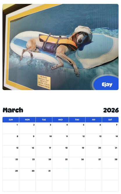 November 2025 - October 2026 Ejay - Pawidols Pet Calendar
