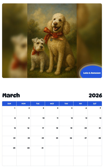 November 2025 - October 2026 Lola & Jameson - Pawidols Pet Calendar
