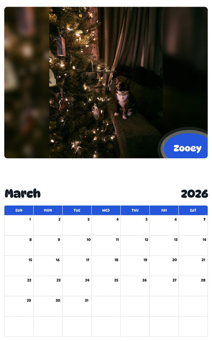 November 2025 - October 2026 Zooey - Pawidols Pet Calendar