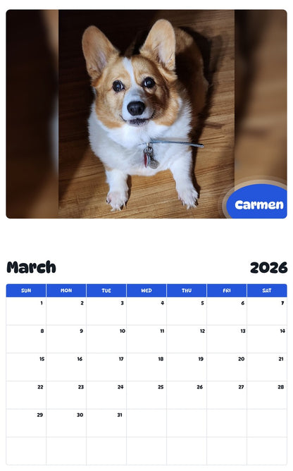 November 2025 - October 2026 Carmen - Pawidols Pet Calendar