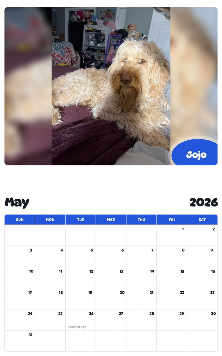 2026 - 2027 Jojo - Pawidols Pet Calendar