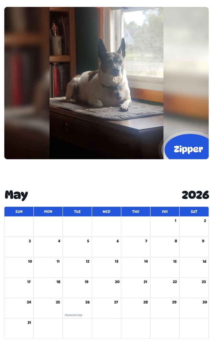 2026 - 2027 Zipper - Pawidols Pet Calendar