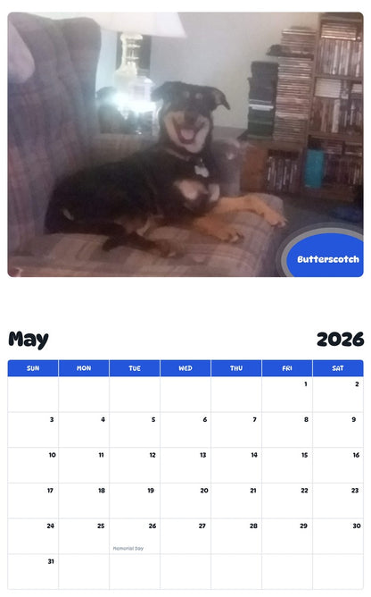 2026 - 2027 Butterscotch - Pawidols Pet Calendar