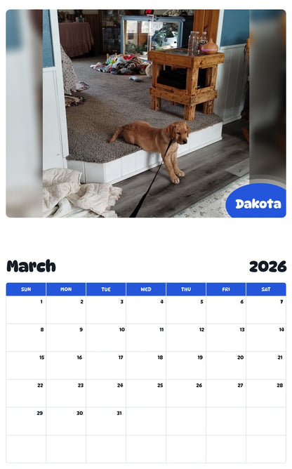 November 2025 - October 2026 Dakota - Pawidols Pet Calendar