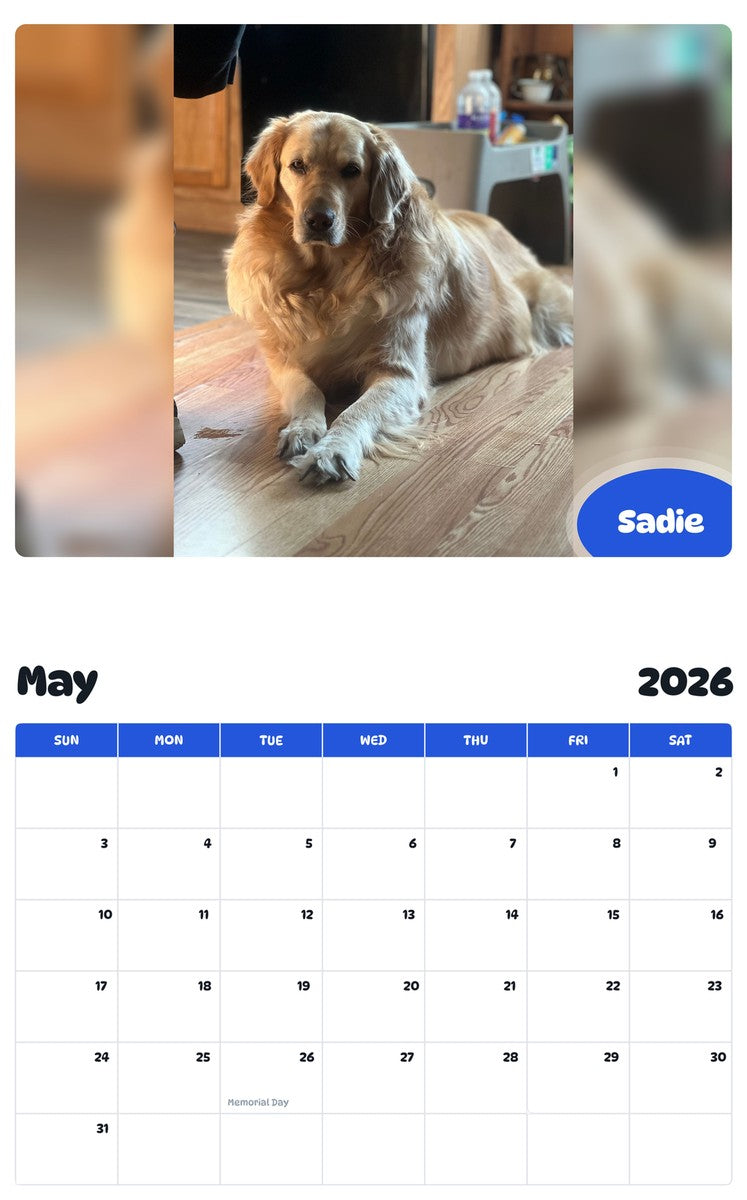2026 - 2027 Sadie - Pawidols Pet Calendar