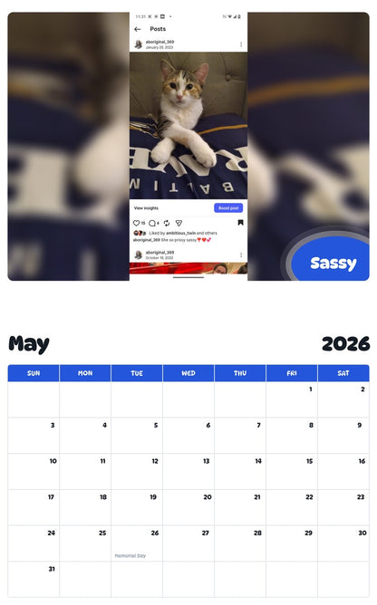 2026 - 2027 Sassy - Pawidols Pet Calendar