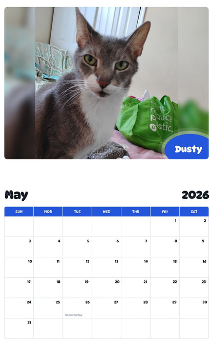 2026 - 2027 Dusty - Pawidols Pet Calendar