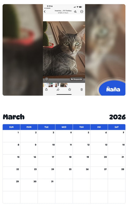 November 2025 - October 2026 Ñaña - Pawidols Pet Calendar