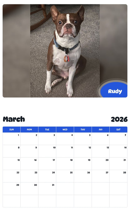 November 2025 - October 2026 Rudy - Pawidols Pet Calendar