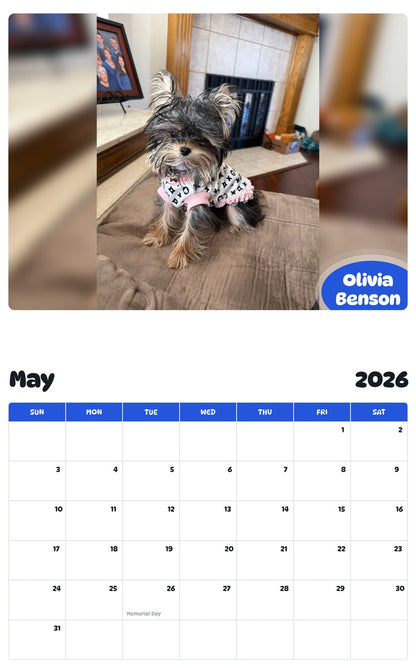 2026 - 2027 Olivia Benson - Pawidols Pet Calendar