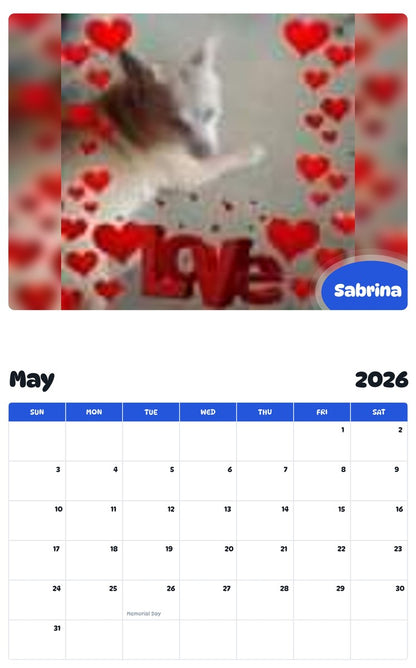 2026 - 2027 Sabrina - Pawidols Pet Calendar