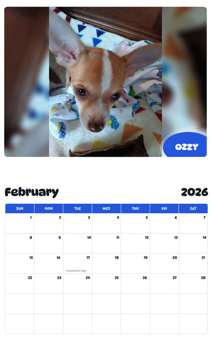 October 2025 - September 2026 OZZY - Pawidols Pet Calendar
