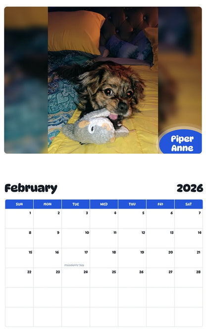 October 2025 - September 2026 Piper Anne - Pawidols Pet Calendar