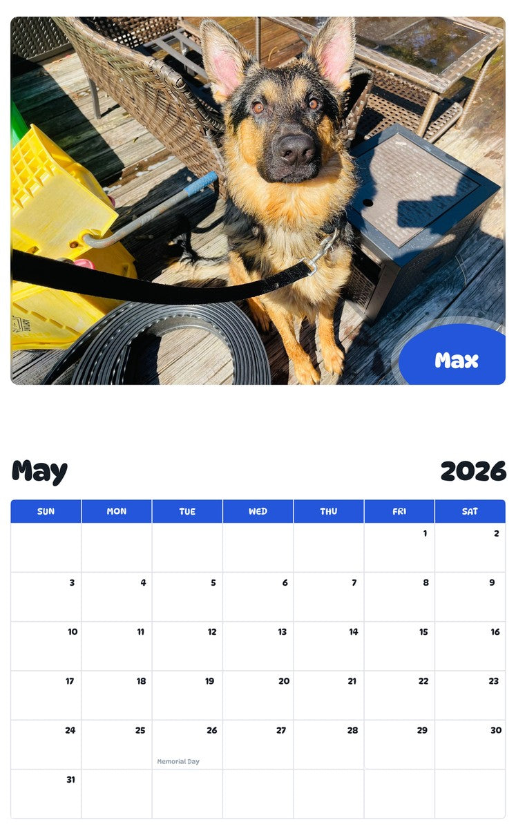2026 - 2027 Max - Pawidols Pet Calendar