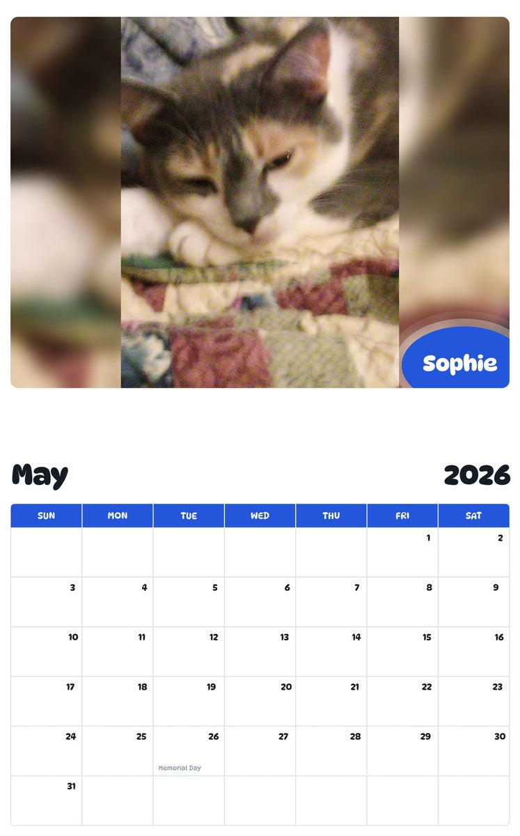2026 - 2027 Sophie - Pawidols Pet Calendar