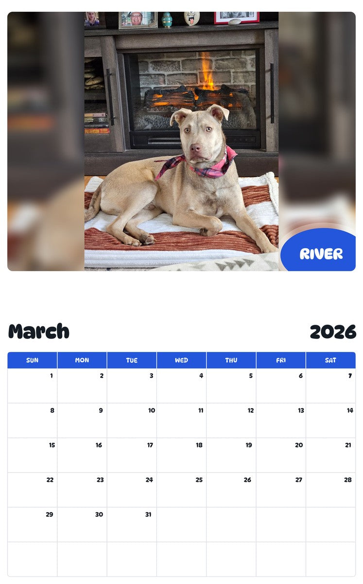 November 2025 - October 2026 RIVER - Pawidols Pet Calendar