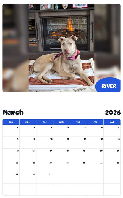 November 2025 - October 2026 RIVER - Pawidols Pet Calendar