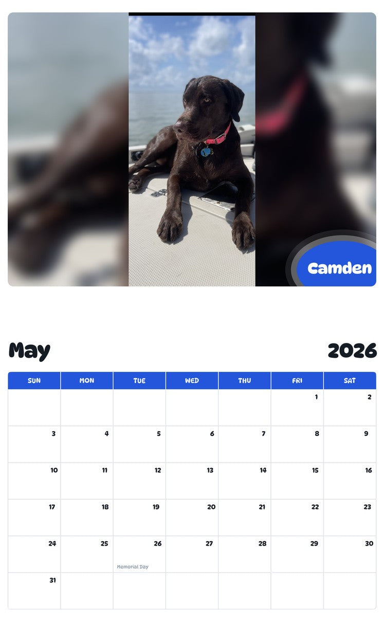 2026 - 2027 Camden - Pawidols Pet Calendar