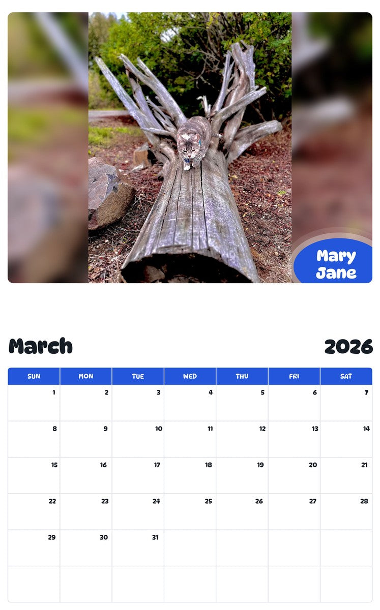 November 2025 - October 2026 Mary Jane - Pawidols Pet Calendar