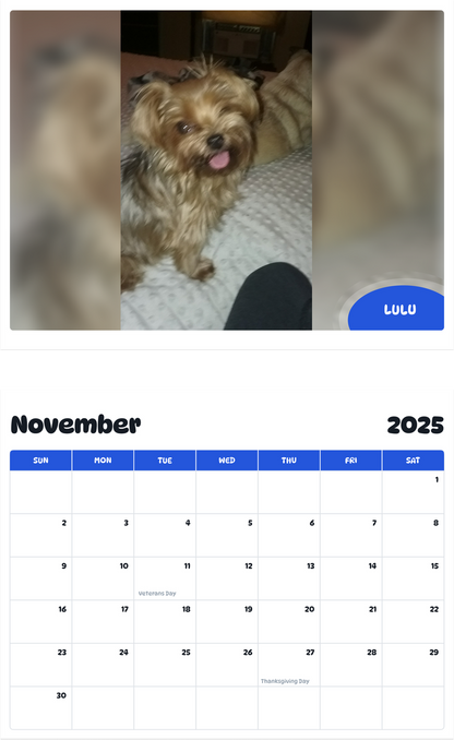 July 2025 - June 2026 Lulu - Pawidols Pet Calendar