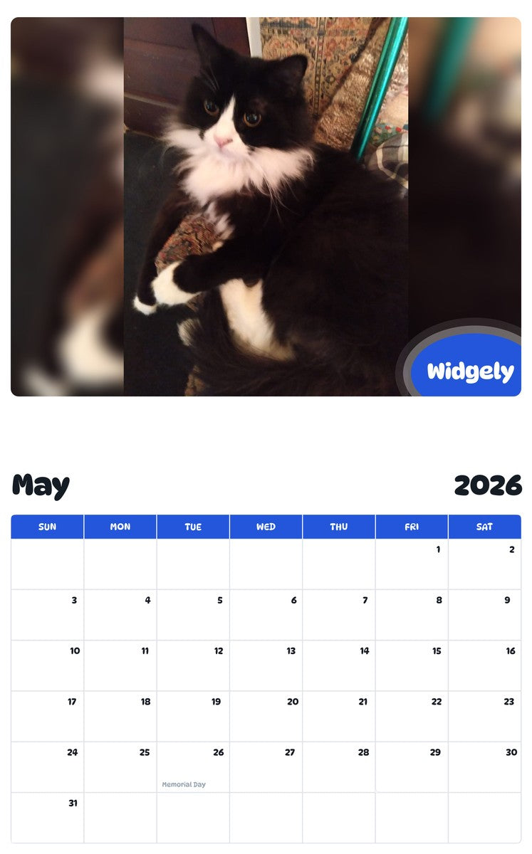 2026 - 2027 Widgely - Pawidols Pet Calendar