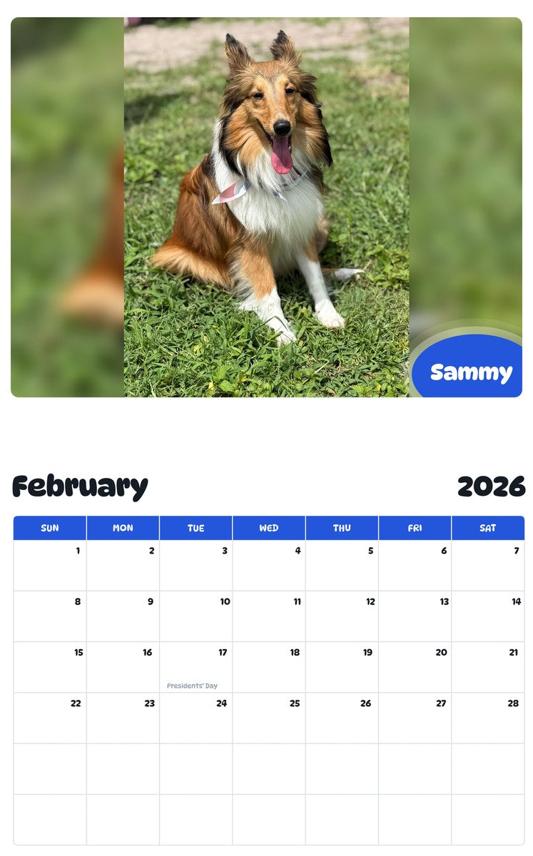 October 2025 - September 2026 Sammy - Pawidols Pet Calendar