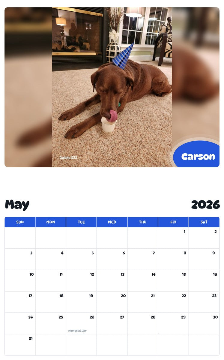 2026 - 2027 Carson - Pawidols Pet Calendar