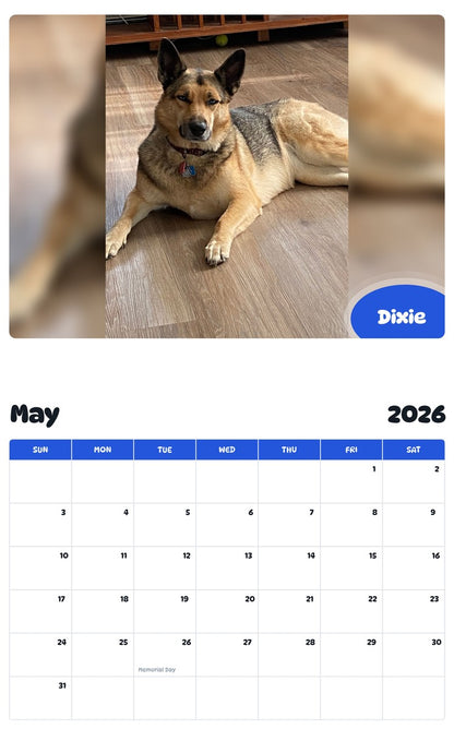 2026 - 2027 Dixie - Pawidols Pet Calendar
