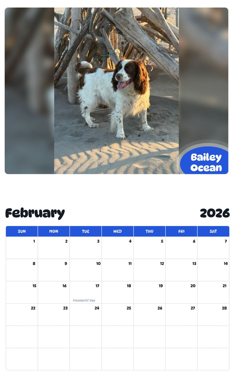 October 2025 - September 2026 Bailey Ocean - Pawidols Pet Calendar