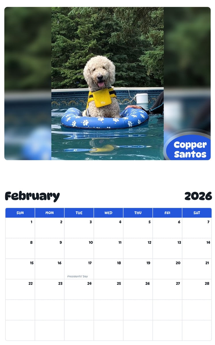 October 2025 - September 2026 Copper Santos - Pawidols Pet Calendar