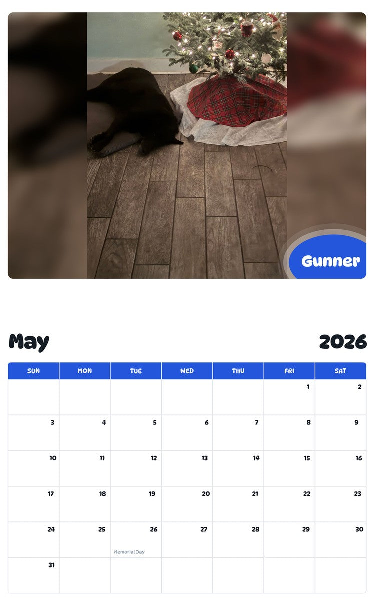 2026 - 2027 Gunner - Pawidols Pet Calendar