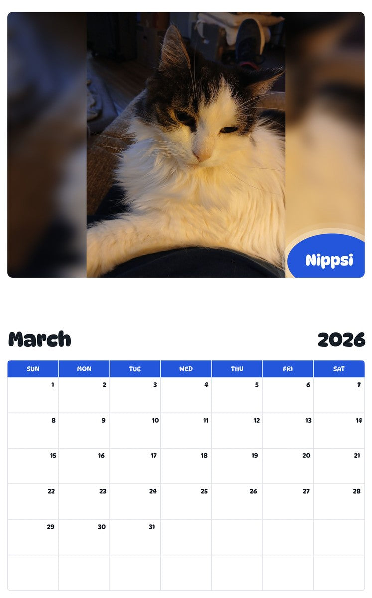 November 2025 - October 2026 Nippsi - Pawidols Pet Calendar