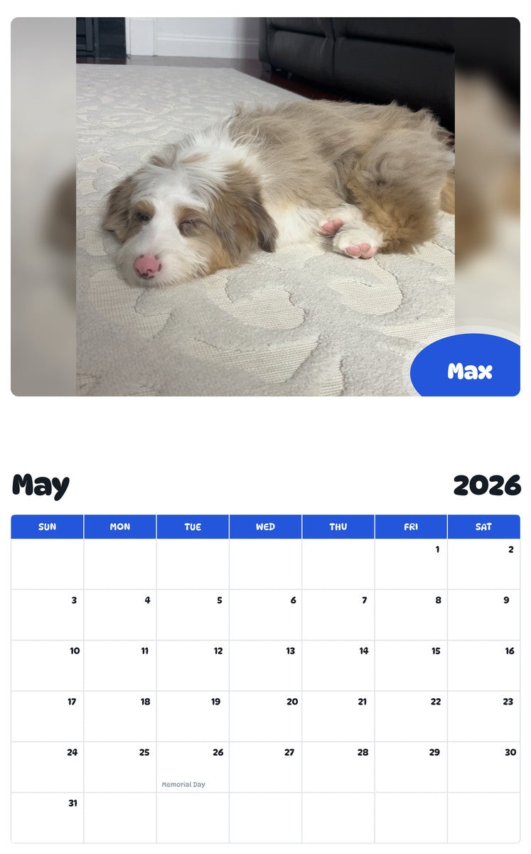 2026 - 2027 Max - Pawidols Pet Calendar