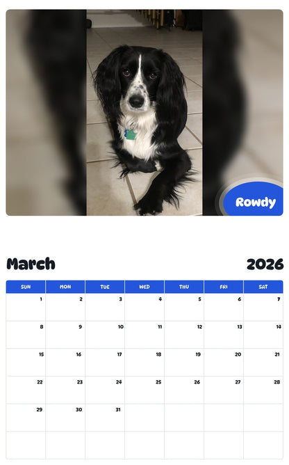 November 2025 - October 2026 Rowdy - Pawidols Pet Calendar