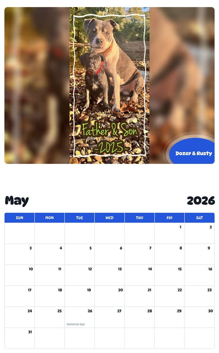 2026 - 2027 Dozer & Rusty - Pawidols Pet Calendar