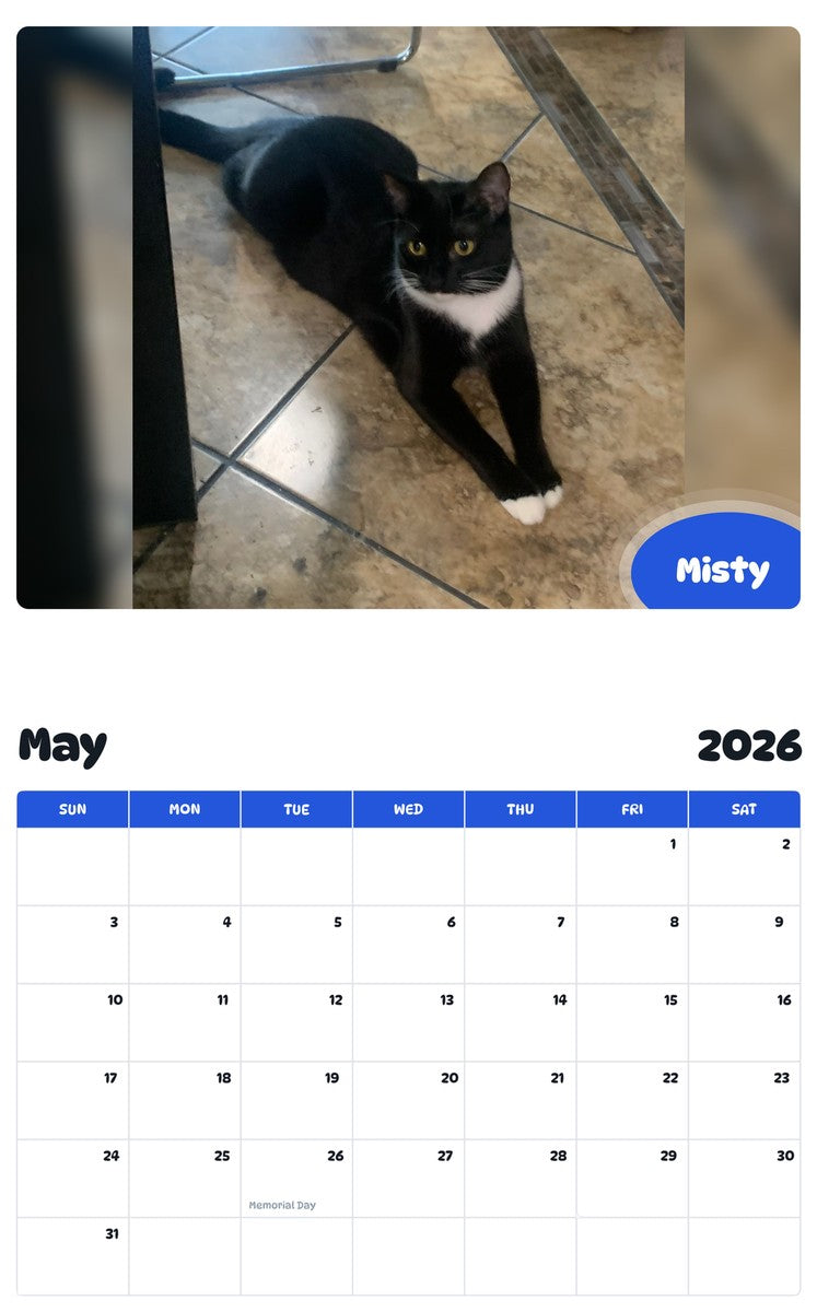2026 - 2027 Misty - Pawidols Pet Calendar