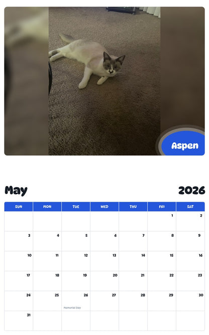 2026 - 2027 Aspen - Pawidols Pet Calendar